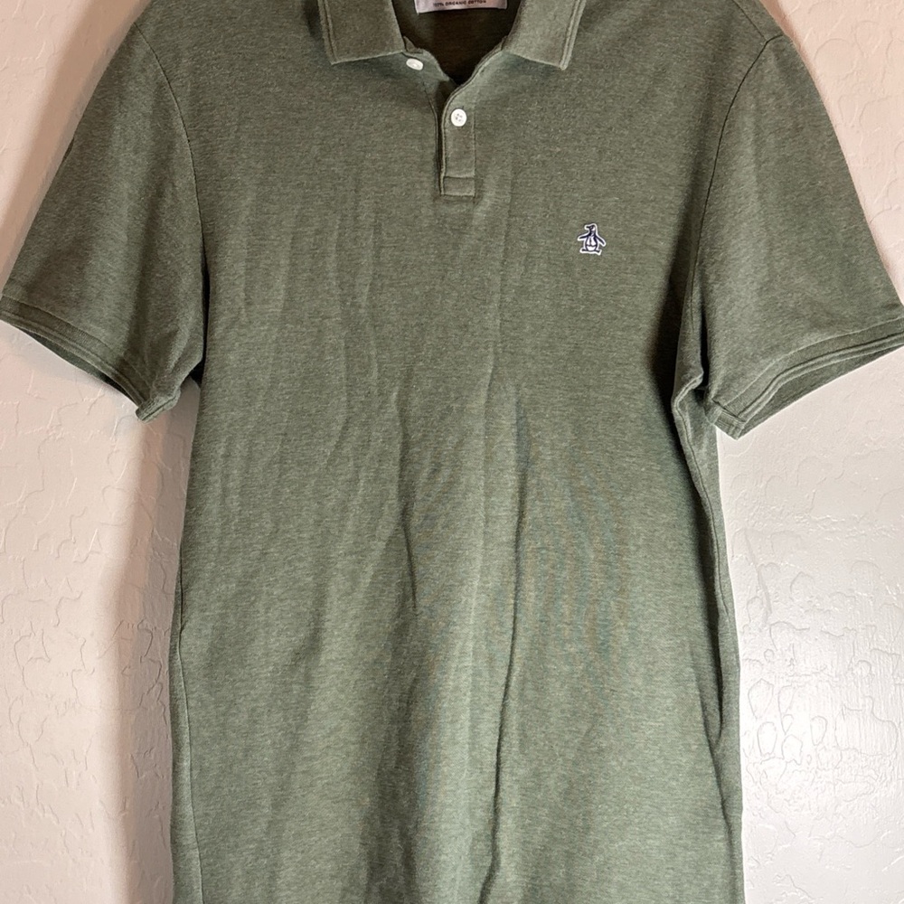 Penguin Munsingwear Polo Shirt Mens Medium Green Casual Short Sleeve Organic